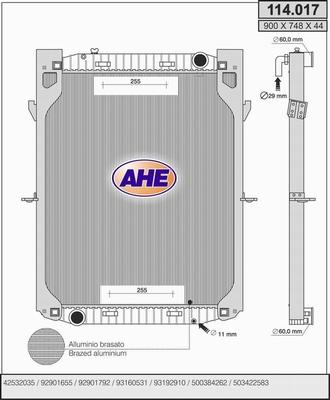 AHE 114.017 - Радіатор, охолодження двигуна autozip.com.ua