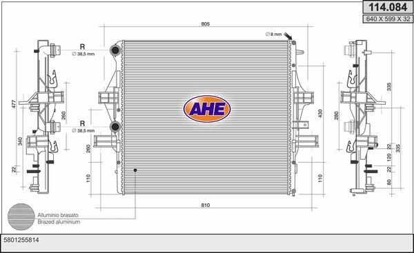 AHE 114.084 - Радіатор, охолодження двигуна autozip.com.ua