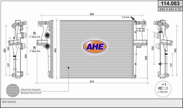 AHE 114.083 - Радіатор, охолодження двигуна autozip.com.ua