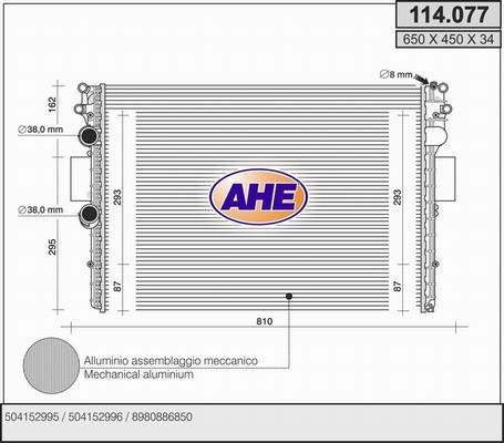 AHE 114.077 - Радіатор, охолодження двигуна autozip.com.ua
