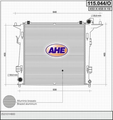 AHE 115.044/O - Радіатор, охолодження двигуна autozip.com.ua