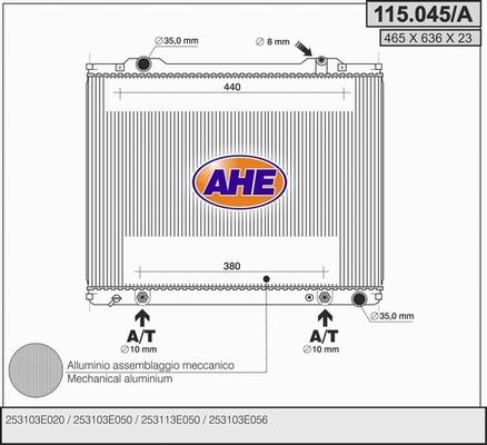 AHE 115.045/A - Радіатор, охолодження двигуна autozip.com.ua