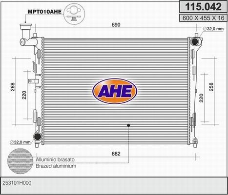 AHE 115.042 - Радіатор, охолодження двигуна autozip.com.ua