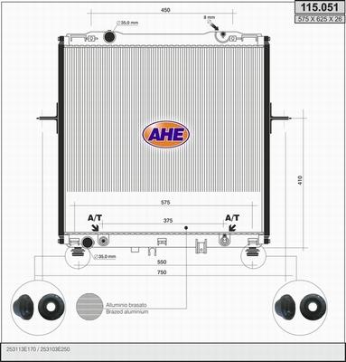 AHE 115.051 - Радіатор, охолодження двигуна autozip.com.ua