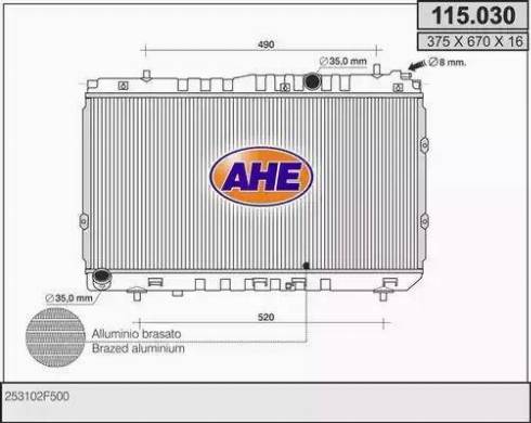 AHE 115.030 - Радіатор, охолодження двигуна autozip.com.ua