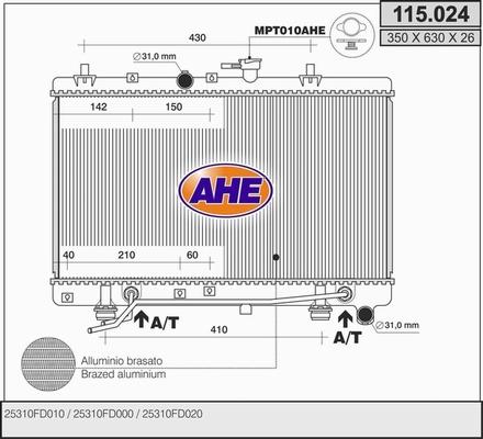 AHE 115.024 - Радіатор, охолодження двигуна autozip.com.ua