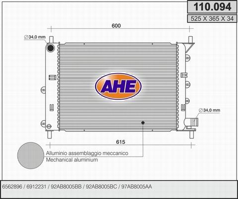 AHE 110.094 - Радіатор, охолодження двигуна autozip.com.ua