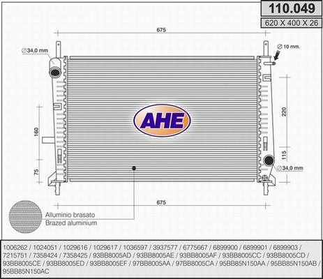AHE 110.049 - Радіатор, охолодження двигуна autozip.com.ua