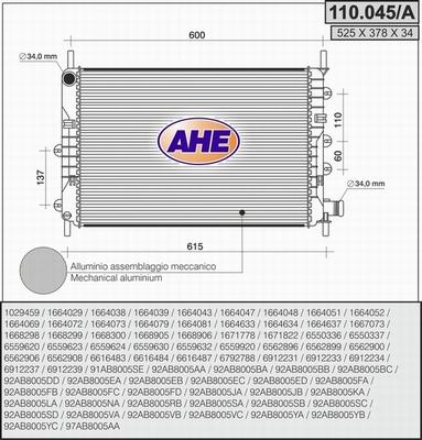 AHE 110.045/A - Радіатор, охолодження двигуна autozip.com.ua