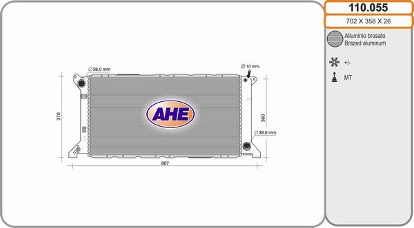 AHE 110.055 - Радіатор, охолодження двигуна autozip.com.ua