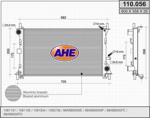 AHE 110.056 - Радіатор, охолодження двигуна autozip.com.ua