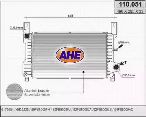 AHE 110.051 - Радіатор, охолодження двигуна autozip.com.ua