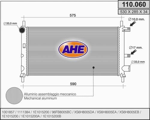 AHE 110.060 - Радіатор, охолодження двигуна autozip.com.ua