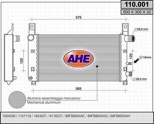 AHE 110.001 - Радіатор, охолодження двигуна autozip.com.ua