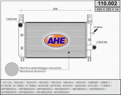 AHE 110.002 - Радіатор, охолодження двигуна autozip.com.ua