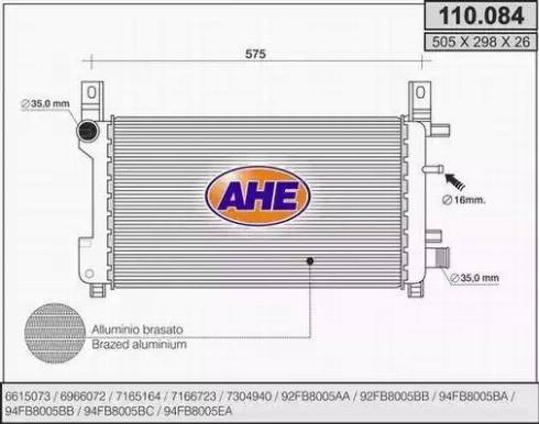 AHE 110.084 - Радіатор, охолодження двигуна autozip.com.ua