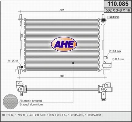 AHE 110.085 - Радіатор, охолодження двигуна autozip.com.ua