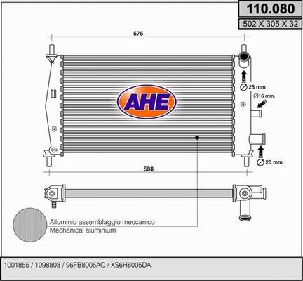 AHE 110.080 - Радіатор, охолодження двигуна autozip.com.ua