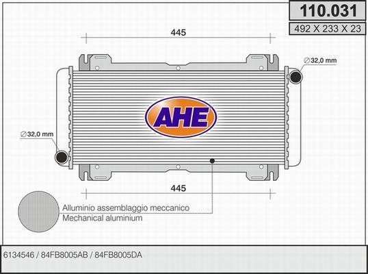 AHE 110.031 - Радіатор, охолодження двигуна autozip.com.ua