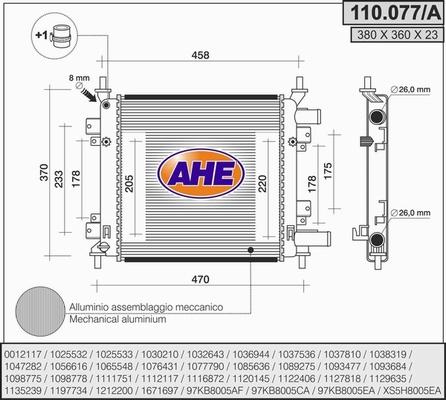 AHE 110.077/A - Радіатор, охолодження двигуна autozip.com.ua