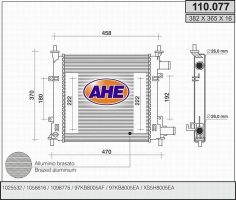 AHE 110.077 - Радіатор, охолодження двигуна autozip.com.ua