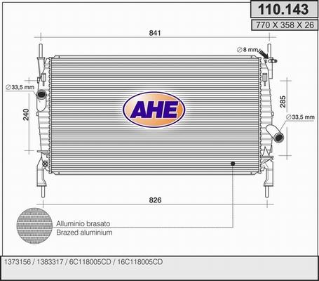 AHE 110.143 - Радіатор, охолодження двигуна autozip.com.ua