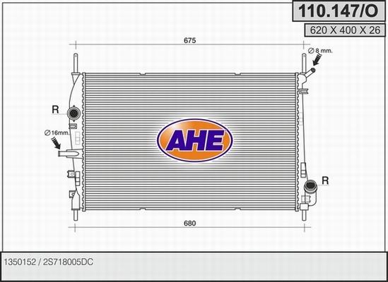 AHE 110.147/O - Радіатор, охолодження двигуна autozip.com.ua