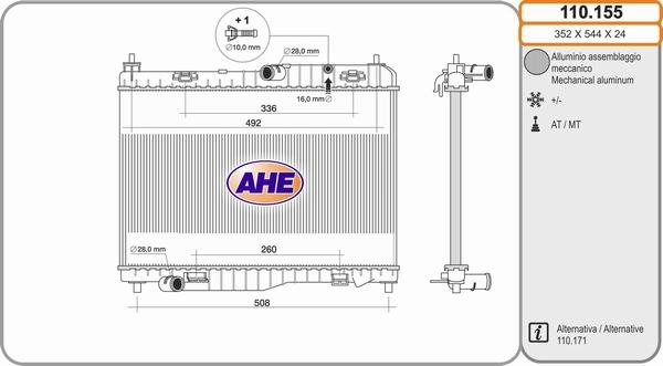 AHE 110.155 - Радіатор, охолодження двигуна autozip.com.ua