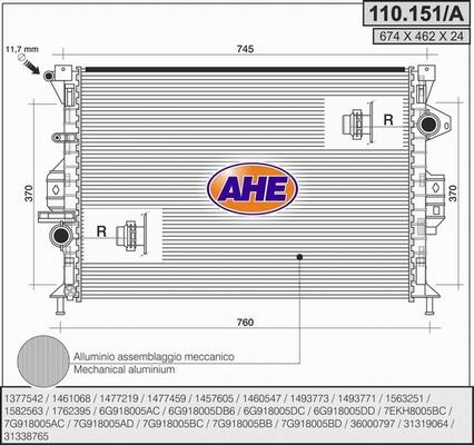 AHE 110.151/A - Радіатор, охолодження двигуна autozip.com.ua