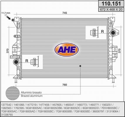 AHE 110.151 - Радіатор, охолодження двигуна autozip.com.ua
