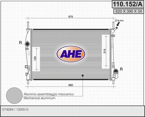 AHE 110.152/A - Радіатор, охолодження двигуна autozip.com.ua