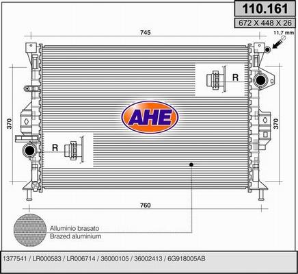 AHE 110.161 - Радіатор, охолодження двигуна autozip.com.ua