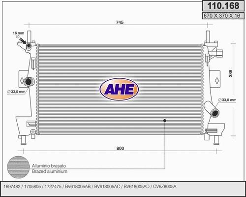 AHE 110.168 - Радіатор, охолодження двигуна autozip.com.ua