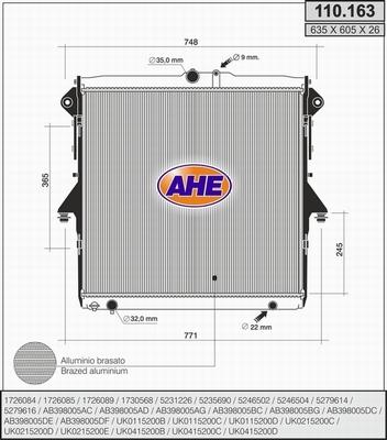 AHE 110.163 - Радіатор, охолодження двигуна autozip.com.ua