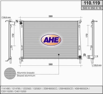 AHE 110.119 - Радіатор, охолодження двигуна autozip.com.ua