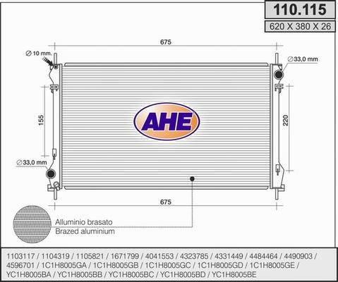 AHE 110.115 - Радіатор, охолодження двигуна autozip.com.ua