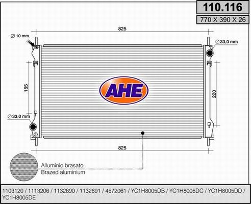 AHE 110.116 - Радіатор, охолодження двигуна autozip.com.ua