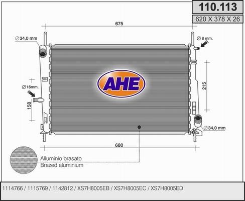 AHE 110.113 - Радіатор, охолодження двигуна autozip.com.ua