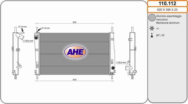 AHE 110.112 - Радіатор, охолодження двигуна autozip.com.ua