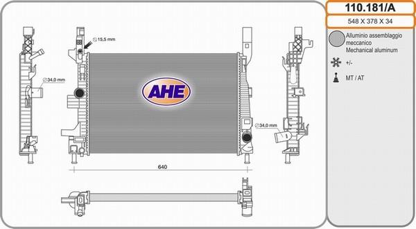 AHE 110.181/A - Радіатор, охолодження двигуна autozip.com.ua