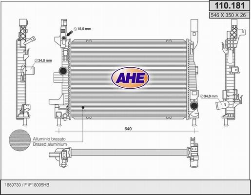 AHE 110.181 - Радіатор, охолодження двигуна autozip.com.ua