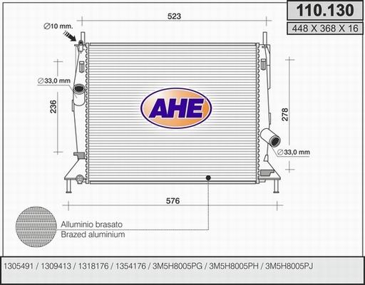 AHE 110.130 - Радіатор, охолодження двигуна autozip.com.ua