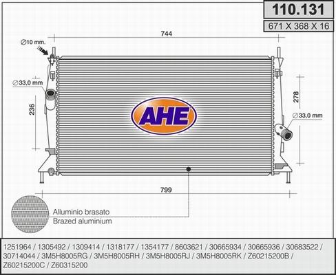 AHE 110.131 - Радіатор, охолодження двигуна autozip.com.ua