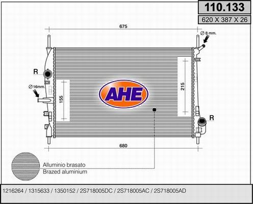 AHE 110.133 - Радіатор, охолодження двигуна autozip.com.ua