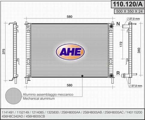 AHE 110.120/A - Радіатор, охолодження двигуна autozip.com.ua