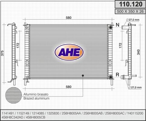 AHE 110.120 - Радіатор, охолодження двигуна autozip.com.ua