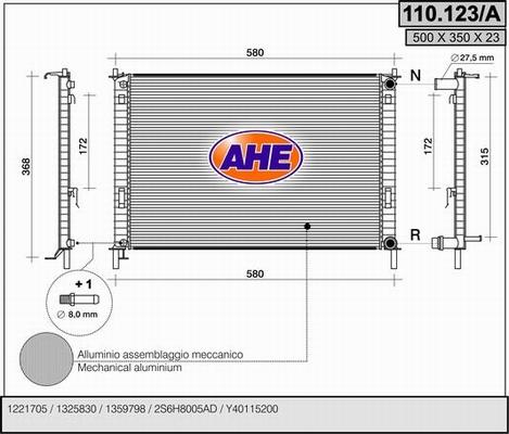 AHE 110.123/A - Радіатор, охолодження двигуна autozip.com.ua