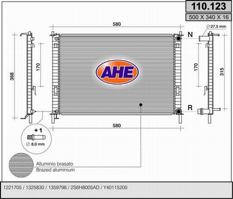 AHE 110.123 - Радіатор, охолодження двигуна autozip.com.ua