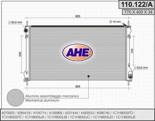 AHE 110.122/A - Радіатор, охолодження двигуна autozip.com.ua