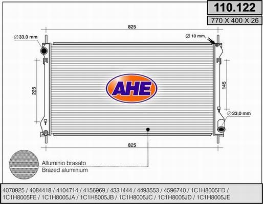 AHE 110.122 - Радіатор, охолодження двигуна autozip.com.ua